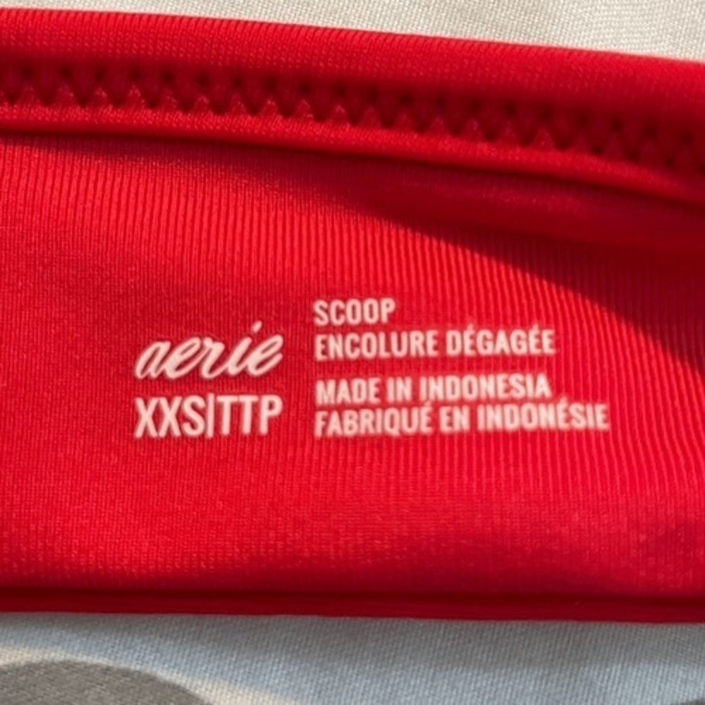 Aerie Tie Wrap Halter Bikini Top Chilly Red Nylon Scoop Removable Pads XXS - Picture 6 of 8
